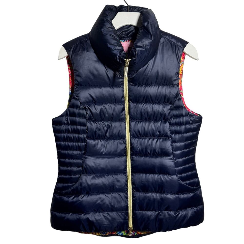 Lilly Pulitzer Prep Coastal Down Puffer Vest Women L Quilted Lightweight Outdoor